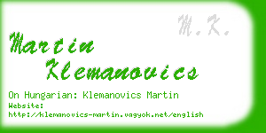 martin klemanovics business card